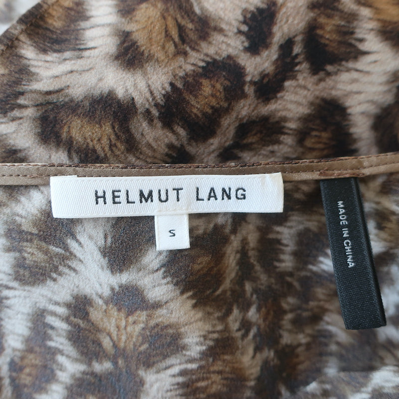Helmut Lang Leopard Overlay Tank Top Brown Printed Silk Size Small