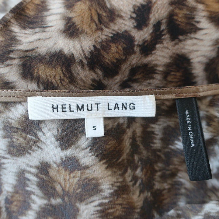 Helmut Lang Leopard Overlay Tank Top Brown Printed Silk Size Small