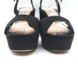 Miu Miu Pearl-Embellished Platform Sandals Black Satin Size 35 Ankle Strap Heels