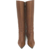 Giuseppe Zanotti Knee High Pointed Toe Boots Brown Leather Size 36.5