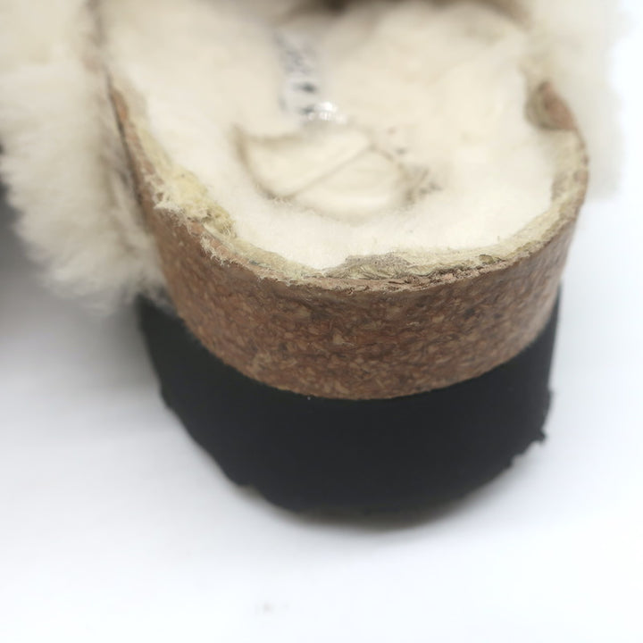 Birkenstock Papillio Boston Big Buckle Shearling Teddy Clogs Cream Size 36