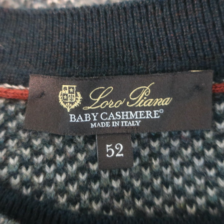 Loro Piana Varallo Honeycomb Knit Baby Cashmere Sweater Forest Green Size 52