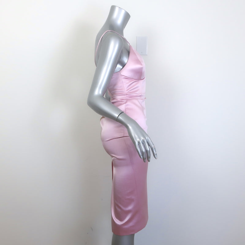 Gucci Duchesse Satin Midi Dress Pink Silk Size 36