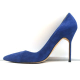 Manolo Blahnik BB 105 Pumps Blue Suede Size 38 Pointed Toe Heels