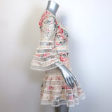 Zimmermann Laelia Diamond Flutter Mini Dress Meadow Floral Print Cotton Size 1