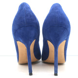 Manolo Blahnik BB 105 Pumps Blue Suede Size 38 Pointed Toe Heels