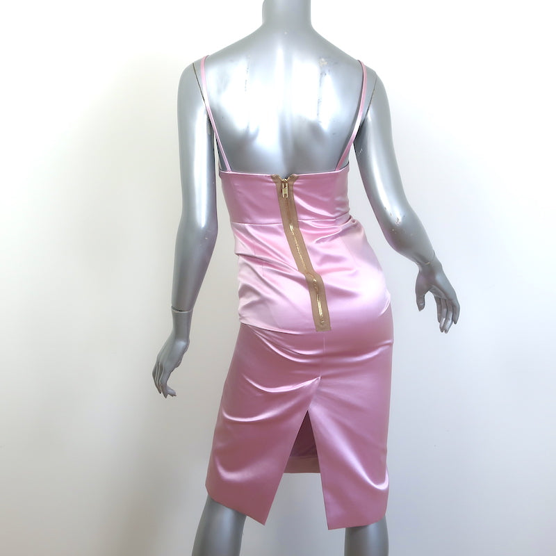 Gucci Duchesse Satin Midi Dress Pink Silk Size 36