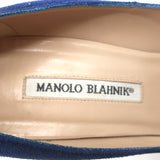 Manolo Blahnik BB 105 Pumps Blue Suede Size 38 Pointed Toe Heels