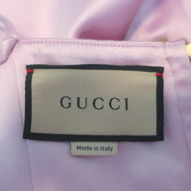 Gucci Duchesse Satin Midi Dress Pink Silk Size 36