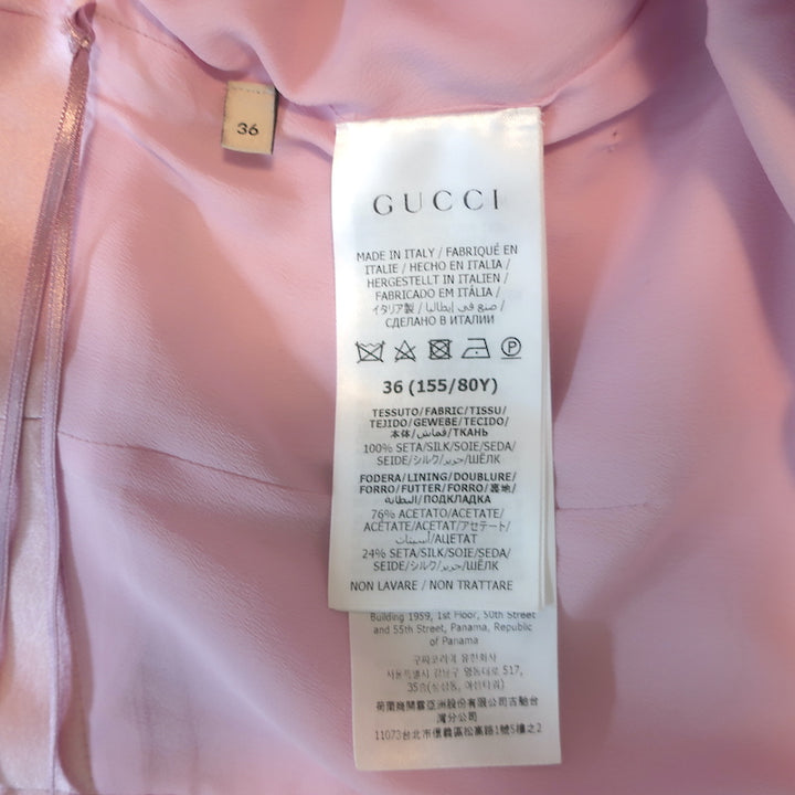 Gucci Duchesse Satin Midi Dress Pink Silk Size 36