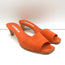 Manolo Blahnik Araspemu Mules Orange Suede Size 38 Kitten Heel Sandals