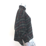 Isabel Marant Etoile Ilaria Plaid Ruffle Neck Flannel Shirt Green/Brown Size 36