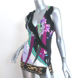 Roberto Cavalli Ruffle-Trimmed Tank Top Multicolor Printed Jersey Size 40