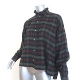 Isabel Marant Etoile Ilaria Plaid Ruffle Neck Flannel Shirt Green/Brown Size 36