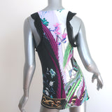 Roberto Cavalli Ruffle-Trimmed Tank Top Multicolor Printed Jersey Size 40