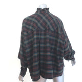 Isabel Marant Etoile Ilaria Plaid Ruffle Neck Flannel Shirt Green/Brown Size 36