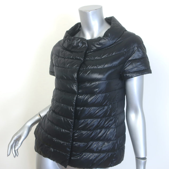 Herno Emilia Cap Sleeve Down Puffer Jacket Black Size 40