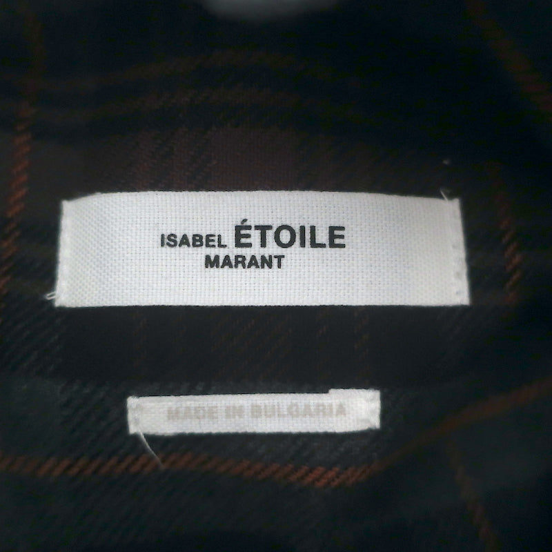 Isabel Marant Etoile Ilaria Plaid Ruffle Neck Flannel Shirt Green/Brown Size 36