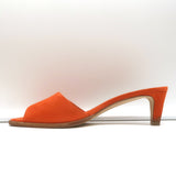Manolo Blahnik Araspemu Mules Orange Suede Size 38 Kitten Heel Sandals
