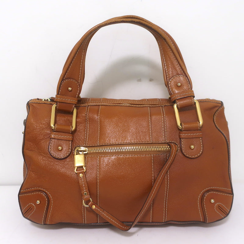 Marc Jacobs Expandable Satchel Brown Leather Medium Shoulder Bag