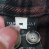 Isabel Marant Etoile Ilaria Plaid Ruffle Neck Flannel Shirt Green/Brown Size 36