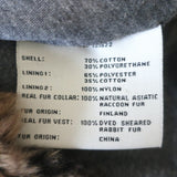 SAM Fur-Lined Utility Jacket Khaki Green Coated Canvas Size Small