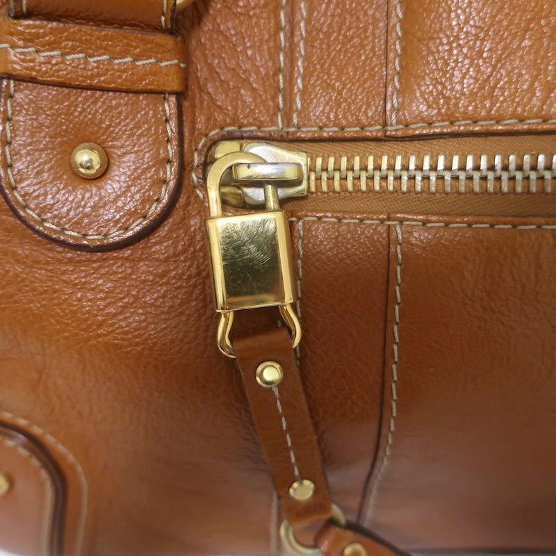 Marc Jacobs Expandable Satchel Brown Leather Medium Shoulder Bag