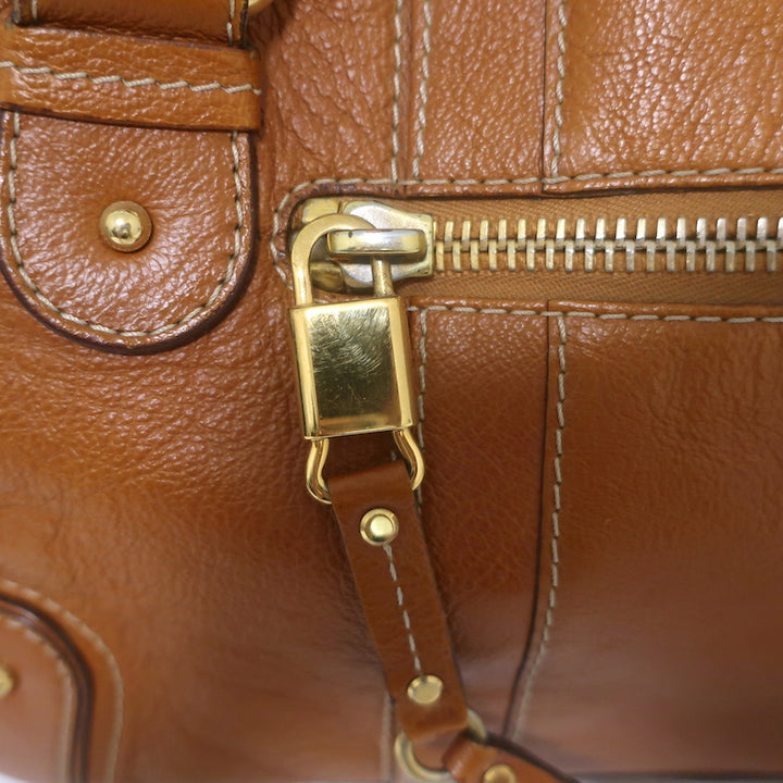 Marc Jacobs Expandable Satchel Brown Leather Medium Shoulder Bag