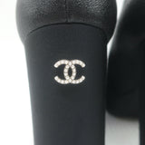 Chanel Pearl-CC Patent Cap Toe Platform Mary Jane Pumps Black Leather Size 36