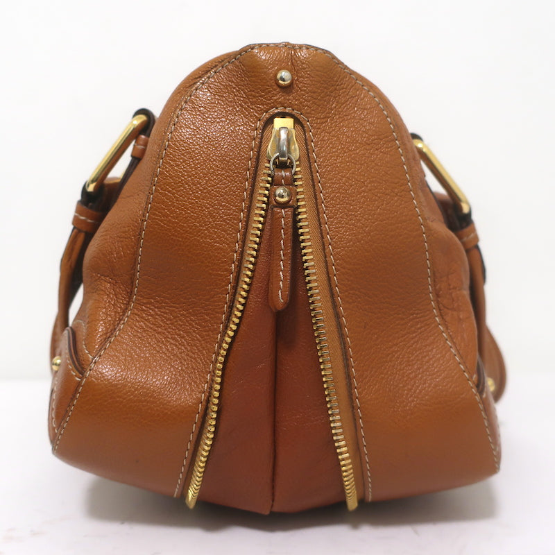 Marc Jacobs Expandable Satchel Brown Leather Medium Shoulder Bag