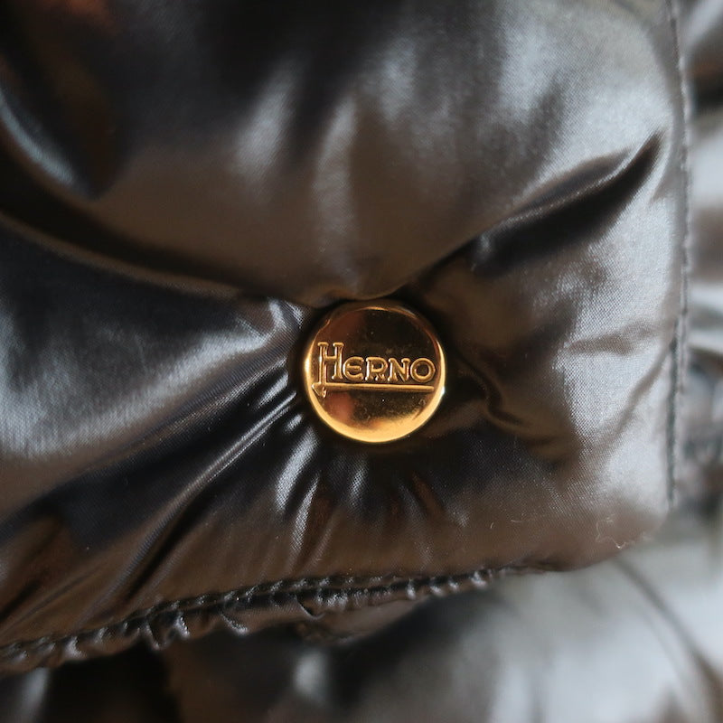 Herno Emilia Cap Sleeve Down Puffer Jacket Black Size 40