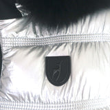 Toni Sailer Fur-Trim Hooded Down Puffer Vest Silver Size 36