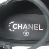 Chanel Pearl-CC Patent Cap Toe Platform Mary Jane Pumps Black Leather Size 36