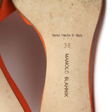 Manolo Blahnik Araspemu Mules Orange Suede Size 38 Kitten Heel Sandals