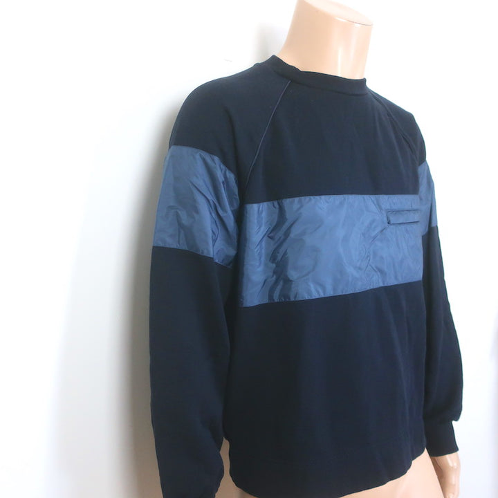 Prada Nylon-Paneled Crewneck Sweatshirt Navy Size Extra Large