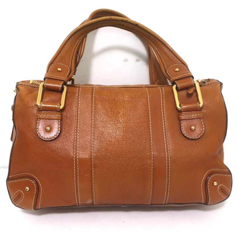 Marc Jacobs Expandable Satchel Brown Leather Medium Shoulder Bag