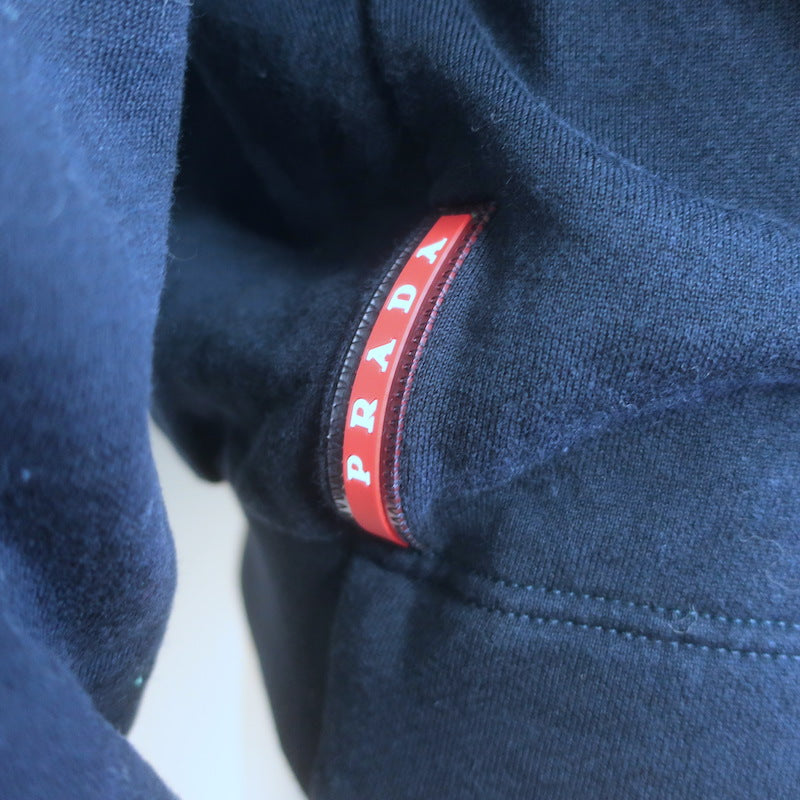 Prada Nylon-Paneled Crewneck Sweatshirt Navy Size Extra Large