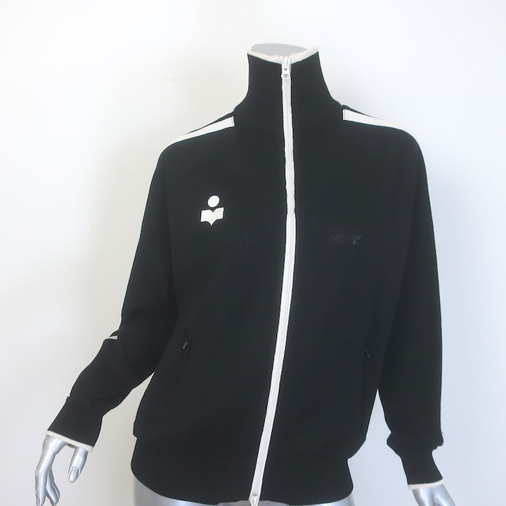 Isabel Marant Etoile Darcey Zip-Up Track Jacket Black Stretch Knit Size 42