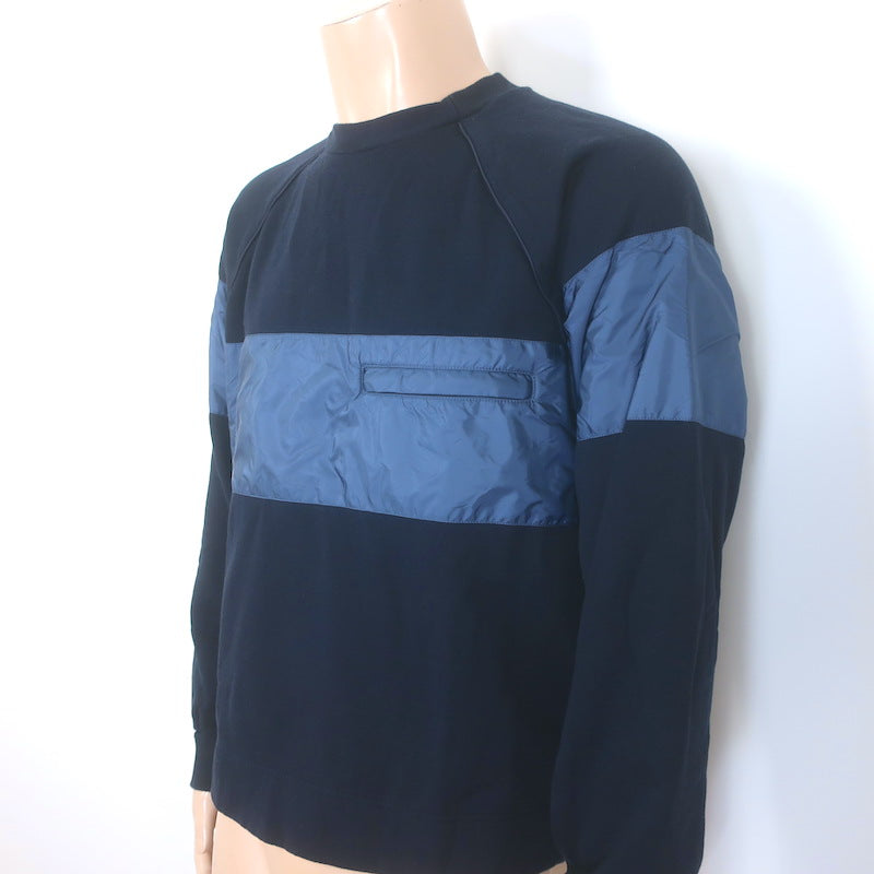 Prada Nylon-Paneled Crewneck Sweatshirt Navy Size Extra Large