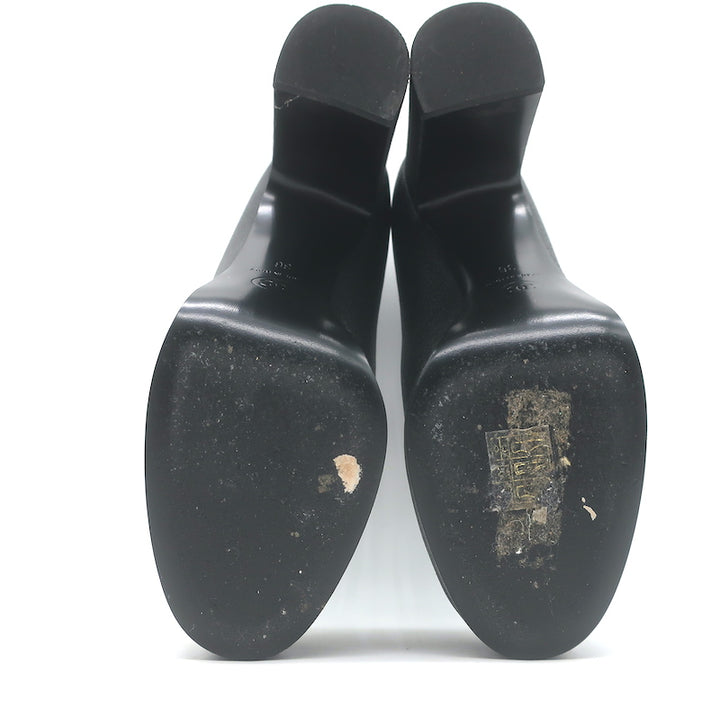Chanel Pearl-CC Patent Cap Toe Platform Mary Jane Pumps Black Leather Size 36
