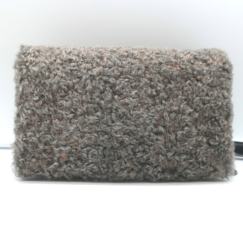 Brunello Cucinelli Metallic Shearling Clutch Gray/Copper Small Crossbody NEW