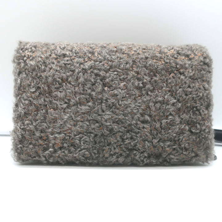 Brunello Cucinelli Metallic Shearling Clutch Gray/Copper Small Crossbody NEW