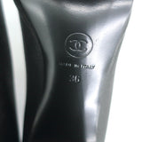 Chanel Pearl-CC Patent Cap Toe Platform Mary Jane Pumps Black Leather Size 36