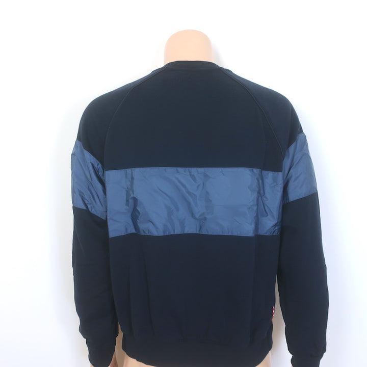 Prada Nylon-Paneled Crewneck Sweatshirt Navy Size Extra Large