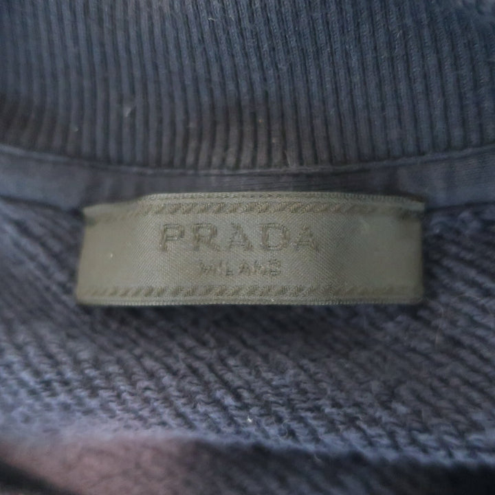Prada Nylon-Paneled Crewneck Sweatshirt Navy Size Extra Large
