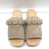 Chanel 22P Camellia Clog Sandals Beige Suede Size 38