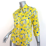 R13 Exaggerated Collar Shirt Yellow Floral Print Cotton Size Small NEW