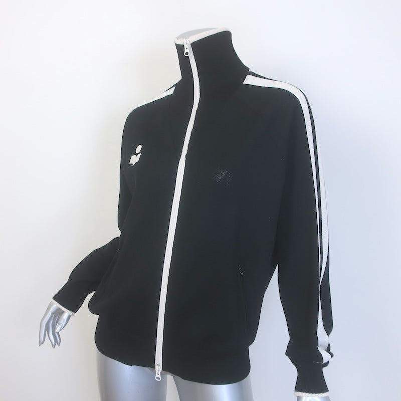 Isabel Marant Etoile Darcey Zip-Up Track Jacket Black Stretch Knit Size 42