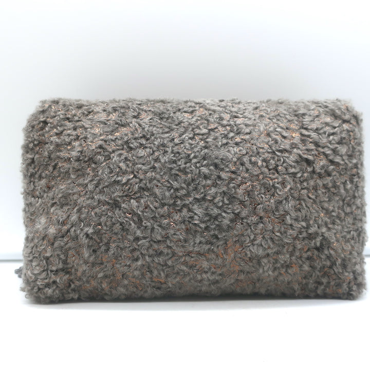 Brunello Cucinelli Metallic Shearling Clutch Gray/Copper Small Crossbody NEW