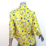 R13 Exaggerated Collar Shirt Yellow Floral Print Cotton Size Small NEW